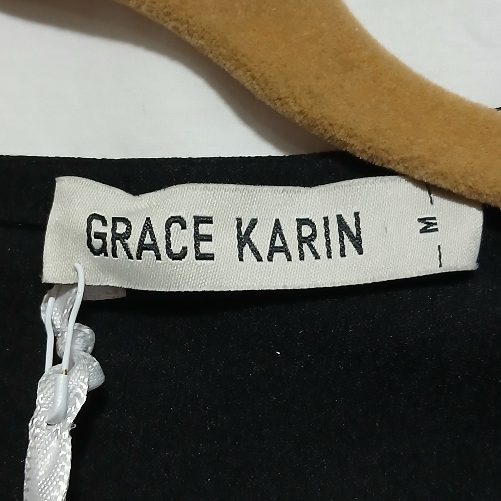 Grace Karin Black Sheath Dress Cut Out Neckline Career‎ Cocktail Medium - Picture 3 of 7